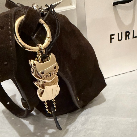 Furla Accessories - Furla Gold Cat Keychain Charm